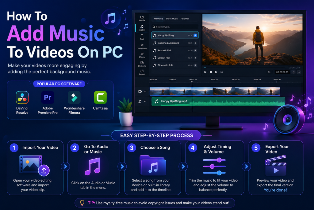 how to add music on pc
